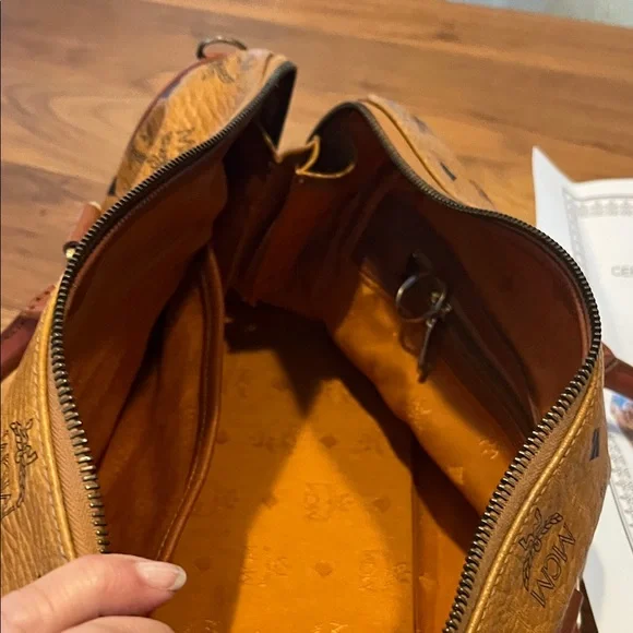 MCM Cognac Monogram Satchel - Picture 8 of 15